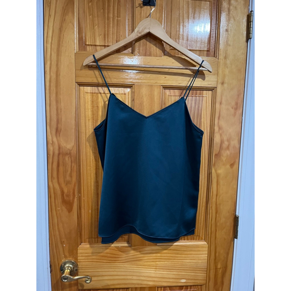 Theory Cross Back Tank Top Medium Emerald Green Satin Cami NWT $225 - Picture 1 of 8